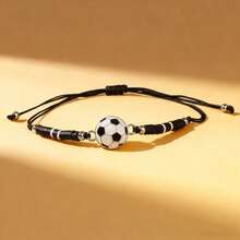 1pc World Cup Hand-Woven Soccer Ball Personalized Fashion Alloy Bracelet - Multicolor - View 3