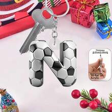 Móc khóa chữ cái bóng đá thiết kế phẳng 2D, dành cho cầu thủ và người hâm mộ bóng đá, có logo đội và tên cầu thủ - Quà tặng chủ đề bóng đá bằng acrylic, thích hợp làm quà tặng tiệc tùng, phụ kiện túi xách, móc khóa tập luyện/thi đấu và vật dụng trang trí, được chế tác với thiết kế phẳng 2D, là món quà dành cho mẹ, cha, lễ tốt nghiệp và giáo viên. - Móc khóa chữ cái hình quả bóng đá - Xem 17