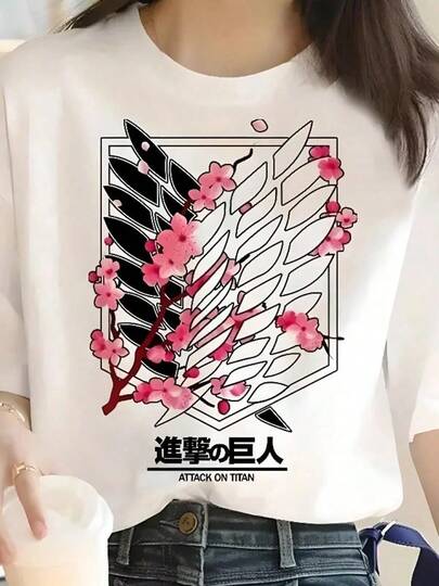 Camiseta estampada % algodón para mujerJapanese Anime Attacks On Titan Graphic Print Harajuku Shirt Casual Fashion Short Sleeve-Shirt Women Graphic Shirts,K-, regalos de Pascua, regalos para fanáticos del anime japonés, camisetas de anime, unisex, Pascua,blusas para mujer,playeras de mujer,blusas casuales para dama,tops,ropa de hombre,playeras de hombre,camisas de hombre,