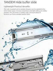 1 Pair Thick Soundproof Drawer Slide Rails, Stainless Steel Damping Guides For Cabinet And Wardrobe, 3-Section Ball Bearing Track - Drawer Slides - View 4