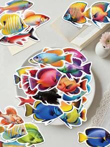 50pcs Creative Fish-Themed Sticker Set For DIY Water Bottles Guitars Suitcases Refrigerators Notebooks And Laptops - Multicolor - View 1