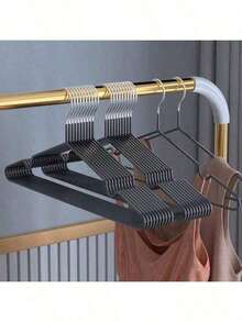 10/20/40/60/100pcs Non-Slip Coated Hangers, Muted Color Luxury Home Closet Organizer - Black - View 5