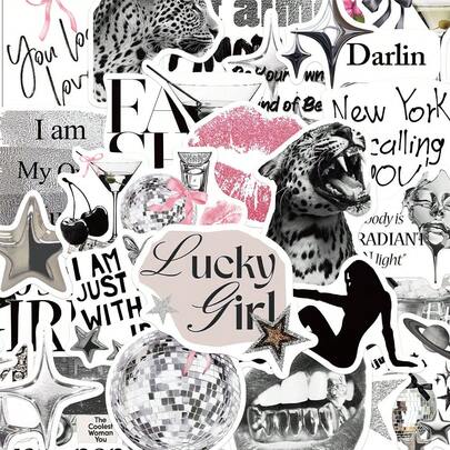 50 buc argintii norocoase fete autocolante impermeabile din PVC decalcomanii pentru sticle de apă Laptop skateboard bagaje album DIY clasic jucărie autocolant