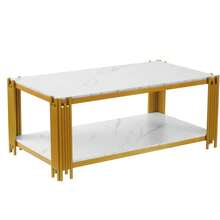 Coffee Tables - Gold+White + MDF+Metal - View 11