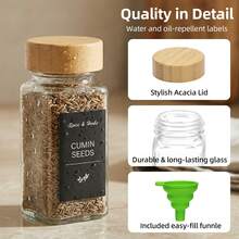 Tomnk 24/15pcs 4oz Glass Spice Jars, 4-Ounce Square Empty Spice Jars With Shaker Lids - Complete With Labels, Collapsible Funnel & Cleaning Brush For Kitchen, Spice Rack Or Cabinet Storage, Cooking Tools, Seasoning Tools, Family Dinner Supplies - 無色 - 查看 12