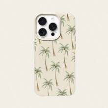 1 pieza Funda de teléfono de material TPU con rayas rosas y 5 patrones de palmeras compatible con iPhone 17 Pro Max/17/16 Pro Max/15/13/12/11, S20 FE/A15/S24/A55, Note 11/12/13 Pro, cobertura completa, protección suave anti-caídas - Blanco-1 - Ver 5