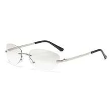Y2K Frameless Metal Oval Mercury Retro American Style Millennium Hot Girl Glasses For Women - 銀框漸進白銀 - 查看 8