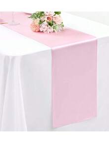 2pcs/5pcs/10pcs Pink Satin Table Runner, Long Silk Table Runner, Suitable For Wedding, Baby Shower, Bridal Shower, Hotel, Home, Party, Outdoor Event, Graduation Ceremony, Birthday Party, Wedding Reception And Other Occasions - Pink - View 2