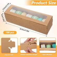 5-20pcs Macaron Boxes With Window, Rectangular Food Containers Suitable For Cookies, Donuts, Pastries, Biscuits, Chocolate, Strawberry, Brown - View 6