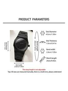3-Piece Men's Watch Set, Including 1 Men's Watch, 1 Black Chain Bracelet, And 1 Minimalist Wallet, All In Black Color Design To Create A Low-Key, Steady And Capable Vibe. Suitable For New Year Visits, Commuting To Work, Business Trips, Daily Outings And More Occasions. - Black - View 6