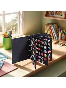 Álbum de colección de broches, cuaderno organizador y de colección de broches creativos, herramienta de exhibición y almacenamiento de broches de gran capacidad y de múltiples páginas con dibujos animados, organizador esencial para entusiastas de los broches, manual de colección de zapatos y accesorios (accesorios no incluidos) - Multicolor - Ver 6