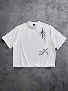 2026Manfinity  Boxy Cropped Loose Distressed Thorn Wreath "JESUS IS MY KING" Graphic White Short Sleeve T-Shirt (High Quality)Loose And Comfortable,Casual And Easy-Goin,High-Quality Wax Printed Cotton Retro FashionBrand T-Shirt, Men's T-Shirt, Beach Must-Have, Men's Summer T-Shirt, Holiday Gift, - Nhiều màu 2 - Xem 6