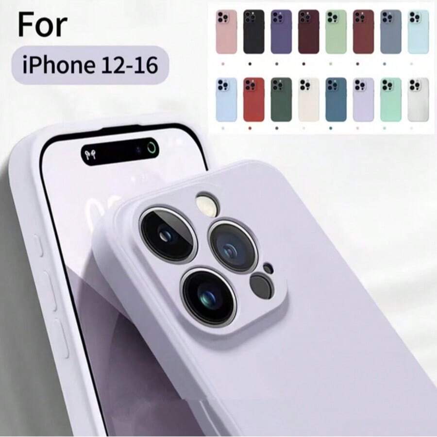 Soft Liquid Phone Case With Velvet Cloth For IPhone 11 12 13 14 15 16 Pro Max 17 17 Pro Max S21 22 23 24 25 26 Plus Ultra, Pixel 6 7 8 Pro 9A 9 Pro Xl 10 10 Pro - Grass Purple - View 1