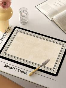 1pc Shallow Beige Silicone Drain Mat, Featuring Minimalist Border Design, Delicate Solid Texture In Center, Surrounded By Black Trim And Intricate Geometric Patterns, Elegant And Vintage-Inspired, Cushioned Anti-Fatigue Kitchen Rug, Luxurious And Fashionable Surface Fabric - Multicolor - View 15