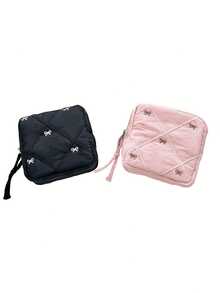 Multi-Color Sanitary Pad & Tampon Storage Bag, Pink Sanitary Napkin Storage Bag, Portable Large Capacity Minimalist Style For Storing Tampons, Sanitary Pads, Liners, Essential For Women, Striped Cosmetic Bag For Travel, Study, Holiday - Multicolor - View 21