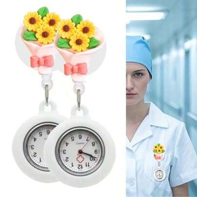 Telescopic Nurse Brooch Decorative Pin, Doctor Appreciation Watch Gift Clip Style Pin
