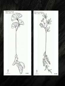 1pc Herbal Paper Lasting Temporary Tattoo, Fashionable Leaf Design Tattoo Sticker, Arm/Leg/Chest Waterproof Sweatproof Body Art Tattoo For Men & Women, Looks Real, & Easy To Apply, Lasts 7-14 Days - Blue - View 7