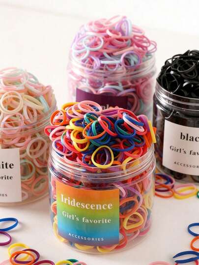 500个一次性弹力发圈，适合头发稀疏的女孩，用途广泛，日常佩戴。