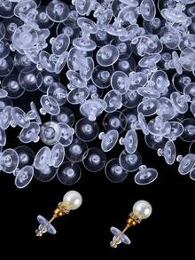 50/100 piezas Atrás de pendientes de goma, atrás de pendientes claros y suaves para pendientes de botón, reemplazos de atrás de pendientes de silicona hipoalergénica, tapones de - Espaldas de aretes - Ver 4