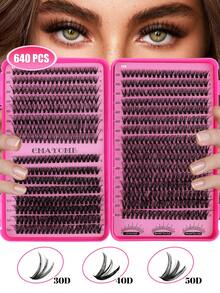 Bộ dụng cụ nối mi tự làm 640 sợi kèm keo dán mi, cọ và nhíp, mi giả D Curl 8-16mm, dày và nhẹ, dễ dàng gắn mi, giúp mắt trông to hơn một cách tự nhiên, phù hợp cho trang điểm hàng ngày, cosplay, lễ hội và du lịch. Mi giả (10D+20D/30D+40D+50D) - Màu Hoa hồng đỏ - Xem 16