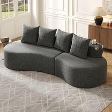 Sofás y Sillones - Gris oscuro + Lino + Espuma + 3 plazas - Ver 4