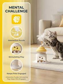 1pc Feather Interactive Cat Toy Simulate The Shape Of A Shaved Ice Machine Pet Food Leakage Toy Cat Educational Toys Cat Turns The Knob To Reward The Food No Batteries Required, Pet Relieves Boredom, Entertainment Toys - View 4