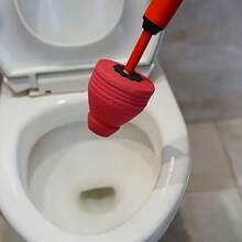 1pc Toilet Plunger, Drain Cleaner Tool For Unclogging Toilet, Sink, Bathtub, Sewage Pipe - Red - View 11