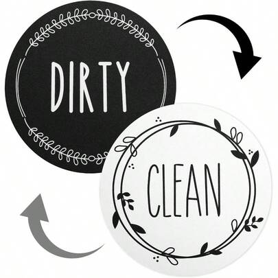 Round Dishwasher Magnet Clean Dirty Sign, Double Sided Flip Magnetic Dishwasher Sign That Say Clean/Dirty Easy To Read Kitchen Organizers And Storage Decor Accessories, Black And White