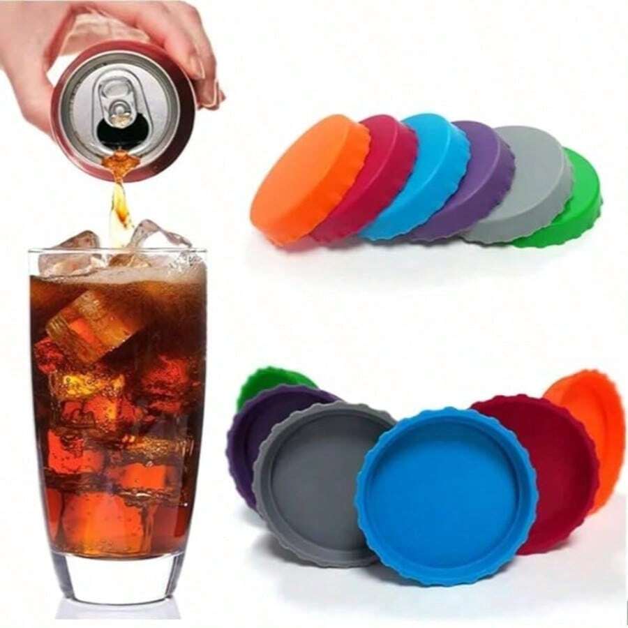 4/6pcs Silicone Reusable Can Lids - Leak-Proof Beverage Container Covers, Fit Standard Cans For Soda, Cola, Juice To Keep Fresh - Multicolor - View 1