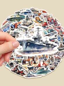 50pcs Travel Tools Stickers - Irregular Shapes Perfect For Planners, Phone Cases, Tablets, Guitar Manuals, Party Packaging, And Decorative Decals Suitable For Glass Surfaces - Easy To Peel And Stick Ideal For Party Favors, Rewards, And Holiday Gifts - Multicolor - View 3