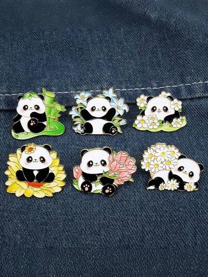 6pcs Cute & Elegant Cartoon Animal Zinc Alloy Brooch, Clothing & Bag Decor Accessories, All Seasons