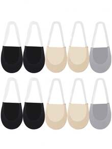 女士船袜夏季休闲薄款舒适透气隐形半掌船袜透明吊带袜 - 彩色 - 查看 19