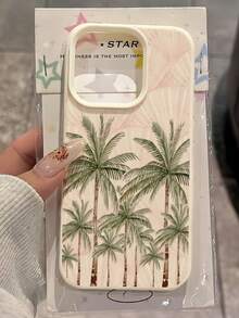 1件 白色霧面極簡鏡頭保護 海灘粉色條紋綠色椰子樹圖案手機殼 個性化適用於 iPhone 16 Pro Max/17/16/15/14 Plus/13/12/11/Air 及系列 - 彩色 - 查看 2