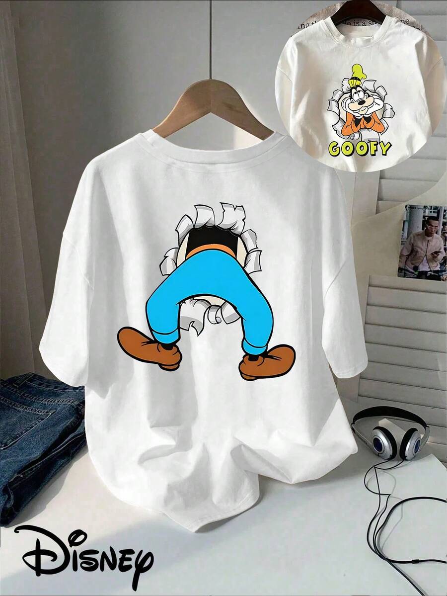 Disney  High Flying Playful Double-Sided Printed T-Shirt, Short Sleeved Round Neck Casual Top, Suitable For Summer And Spring, Short Sleeved Top, Women's Clothing - trắng - Xem 1