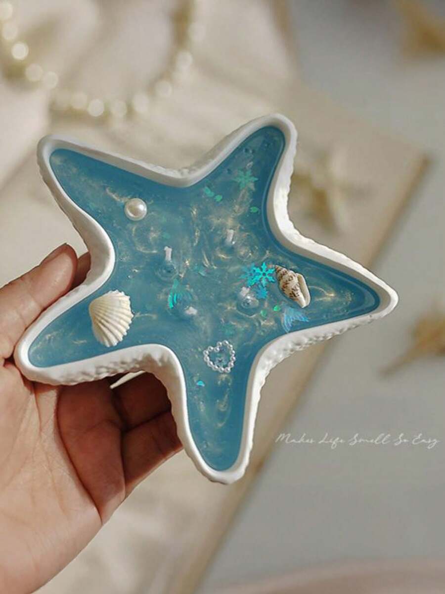 1支可爱海星造型香氛蜡烛，优雅贝壳香氛蜡烛，夏日海洋香氛蜡烛，浪漫晚餐装饰蜡烛，场景装饰，桌面装饰，婚礼礼物，生日派对礼物，节日装饰蜡烛，房间装饰，家居装饰