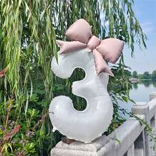 1个32英寸白色数字铝箔气球，适用于一周岁生日派对、周年纪念、节日、服装道具 - 白色 - 查看 27