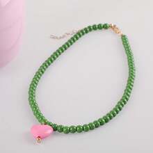 1条时尚简约玻璃珠项链，配ABS塑料心形吊坠，适合作为礼物或日常佩戴 - 愛心吊墜項鍊 - 查看 5