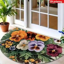 1 pieza Alfombra de piso con estampado floral, alfombra de baño, tapete de baño, alfombra de puerta, alfombra pequeña, alfombra, decoración del hogar, alfombra de área, alfombra de exterior, alfombra de dormitorio, alfombra lavable - Multicolor - Ver 2