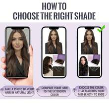 Extensiones de Cabello Real con Clip Fshine, Marrón Oscuro, 45, 120 g, Piezas, Reutilizables, Color 2 - 2.6 Clip n.° 2/3/27 - Ver 6