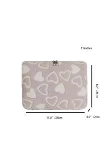 1件装纯色简约奢华多尺寸笔记本电脑/平板电脑便携包，笔记本电脑内胆包，11英寸/13英寸/15英寸电脑包，心形印花毛绒休闲男女通用平板电脑保护套，笔记本电脑内胆包，文件包，笔记本电脑包，电脑便携包，11英寸/13英寸/15英寸台式机保护套，兼容MacBook、HP等品牌，适合女孩、青少年、男孩、大学生，9-15英寸平板电脑手提包，适用于Air 4/5/Pro等机型，保护套，防震包 - 藕粉色 - 查看 4