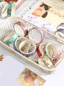 5 Rolls/Box Of Delicate Plant Floral Patterns Washi Tape, Sea Creatures And Planet Print Creative Design Handbook Decoration Tape, Especially Suitable For Decorating Scrapbooks And School Supplies, Surprise Gifts For Friends - Sets - View 4