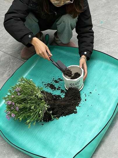 1 pieza Alfombra impermeable para jardinería de suculentas, plantas verdes, herramienta para replantar y mezclar tierra en el balcón con tela fácil de limpiar, almohadilla plegable para plantar en interiores, regalo perfecto, suministros de jardinería