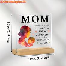 2D Acryl "Ich liebe dich Mama" Plakette - Personalisiertes Muttertags-/Geburtstagsgeschenk vom Sohn, 2D gedrucktes Mama-Logo mit herzerwärmender Botschaft, robuste Tischdekoration für Zuhause, Büro - einfach zu installieren - Alles Gute zum Muttertag! - Übersicht 6
