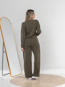 Sweatshirt And Pants Set (C3028) - Army Green - View 2
