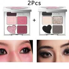 ROCK SWEET Palet Alis & Mata 5 Warna - Pensil Alis, Bedak Alis, Eyeshadow Netral, Highlighter Kontur, Tahan Keringat dan Tahan Lama (Hadiah Sempurna) - 04 Neon Garden (Mawar Cantik)# + - View 10