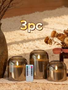 Set de 3 luces de columna de acrílico con LED a batería, con control remoto y temporizador, adecuadas para decoración del hogar en Navidad, Halloween y Año Nuevo (baterías no incluidas) - gris - Ver 4