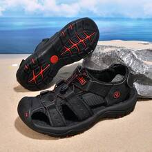 男士休闲运动鞋、男士凉鞋、透气四季沙滩鞋、时尚男鞋 - 黑色 - 查看 15