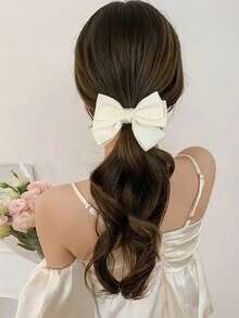 4pcs Women 12cm/4.72in Cute Pink White Black Red Bow Hair Clips, Princess Hair Accessories Hair Clips Duck Mouth Clips Barrette Hair Accessories, Fashion Versatile, Elegant Minimalist, Solid Color Hair Claws, Suitable For Daily, Casual, Party, Beach, Vacation, Hairstyle Design, Face Washing/Hair Washing, Makeup, Clothing Accessories, Spring Hair Clips, Summer Hair Clips, Autumn Hair Accessories, Winter Hair Clips - Multicolor - View 3