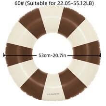 1pc Adult & Kids Vintage Brown Striped Swimming Ring, Thickened Underarm Design, Suitable For Outdoor Swimming, Vacation Photo Shooting And Swimming Gear In Summer - Coffee Brown - View 7