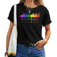Gay Pride Flamingo Rainbow Lgbtq Women T-Shirt - Black - View 1